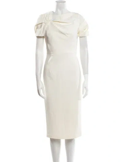 Pre-owned Safiyaa Cowl Neck Midi Length Dress W/ Tags In Neutral