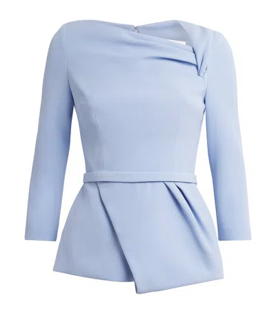 Safiyaa Crepe Long-sleeve Faye Blouse In Blue