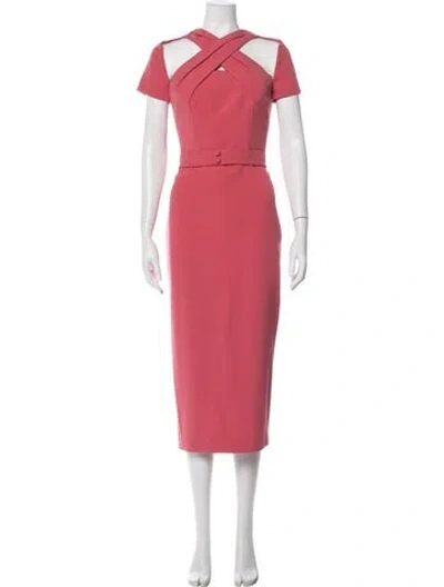 Pre-owned Safiyaa Cressida Terracotta Midi Length Dress W/ Tags In Pink