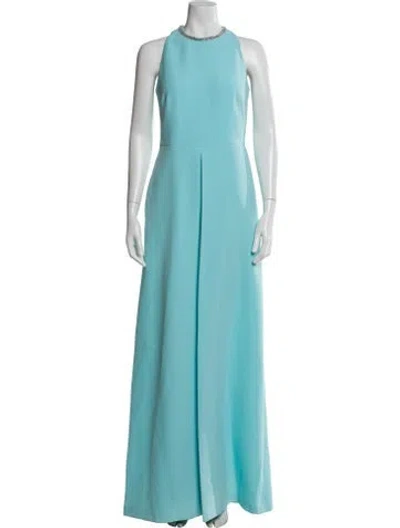 Pre-owned Safiyaa Crew Neck Jumpsuit In Blue