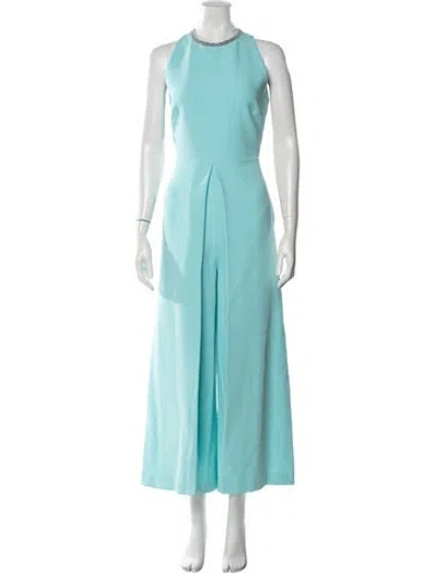 Pre-owned Safiyaa Crew Neck Jumpsuit In Blue