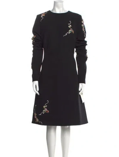 Pre-owned Safiyaa Crew Neck Knee-length Dress In Black