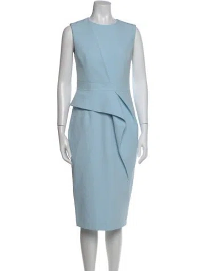 Pre-owned Safiyaa Crew Neck Knee-length Dress In Blue