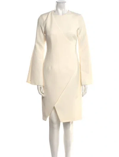 Pre-owned Safiyaa Crew Neck Knee-length Dress In Neutral