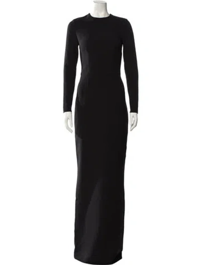 Pre-owned Safiyaa Crew Neck Long Dress In Black