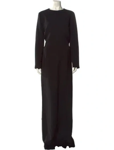 Pre-owned Safiyaa Crew Neck Long Dress In Black