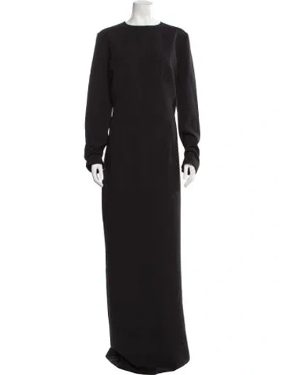 Pre-owned Safiyaa Crew Neck Long Dress In Black