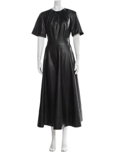 Pre-owned Safiyaa Crew Neck Long Dress In Black