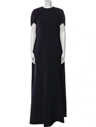 Pre-owned Safiyaa Crew Neck Long Dress In Blue