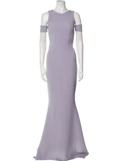 Pre-owned Safiyaa Crew Neck Long Dress In Blue