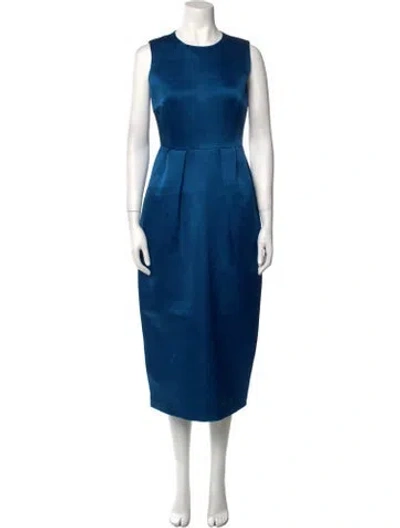 Pre-owned Safiyaa Crew Neck Long Dress In Blue