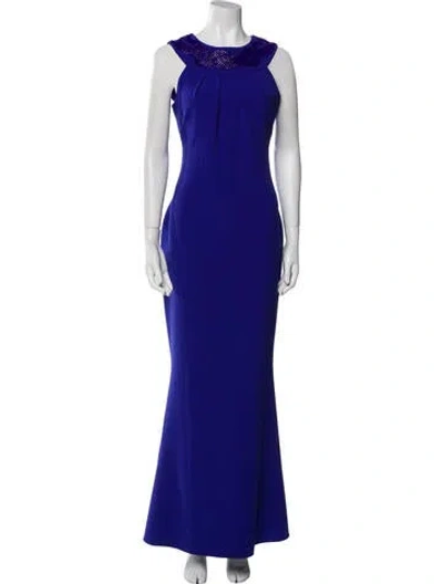Pre-owned Safiyaa Crew Neck Long Dress In Blue