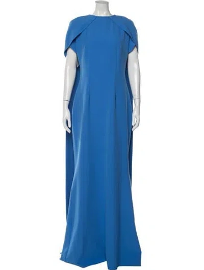 Pre-owned Safiyaa Crew Neck Long Dress In Blue