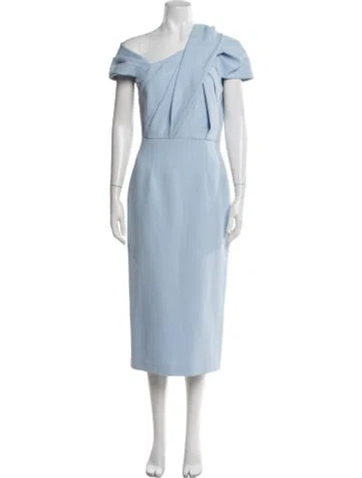 Pre-owned Safiyaa Crew Neck Long Dress In Blue