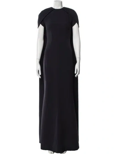 Pre-owned Safiyaa Crew Neck Long Dress In Blue
