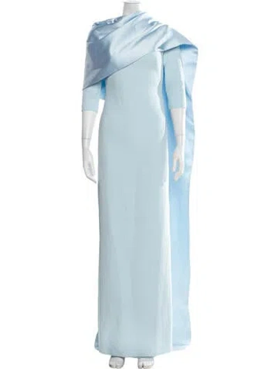 Pre-owned Safiyaa Crew Neck Long Dress In Blue