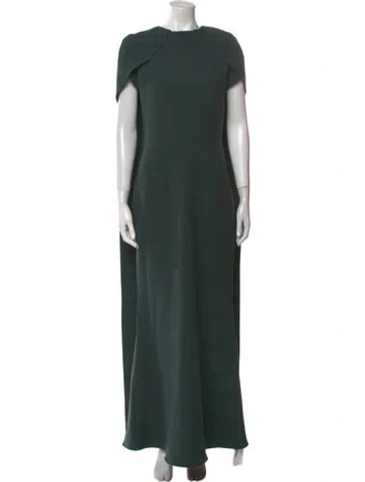 Pre-owned Safiyaa Crew Neck Long Dress In Green