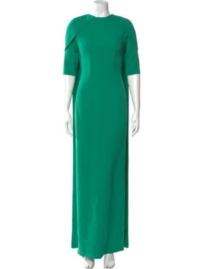 Pre-owned Safiyaa Crew Neck Long Dress In Green