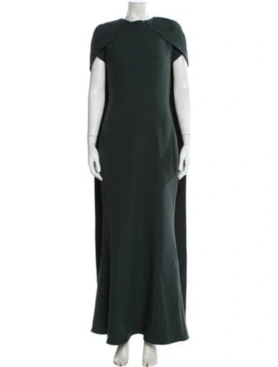 Pre-owned Safiyaa Crew Neck Long Dress In Green