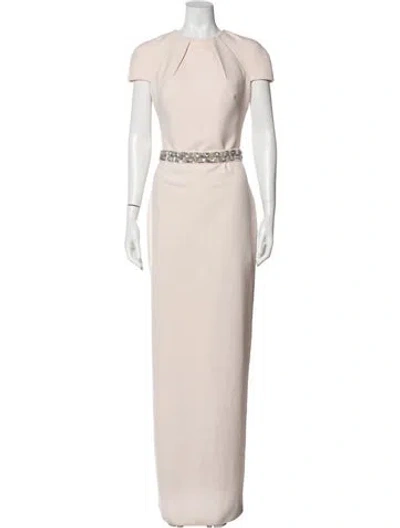 Pre-owned Safiyaa Crew Neck Long Dress In Neutral