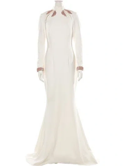 Pre-owned Safiyaa Crew Neck Long Dress In Neutral