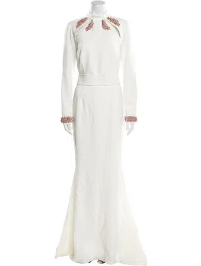 Pre-owned Safiyaa Crew Neck Long Dress In Neutral