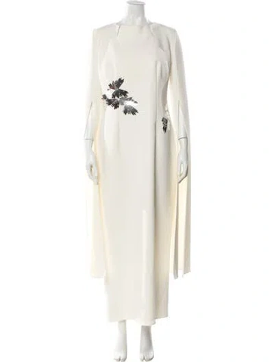 Pre-owned Safiyaa Crew Neck Long Dress In Neutral