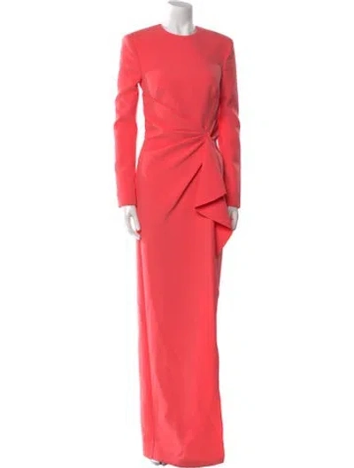 Pre-owned Safiyaa Crew Neck Long Dress In Orange