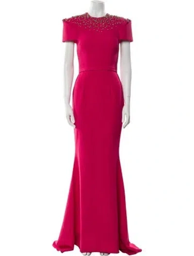 Pre-owned Safiyaa Crew Neck Long Dress In Pink
