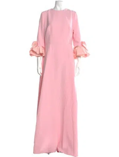 Pre-owned Safiyaa Crew Neck Long Dress In Pink