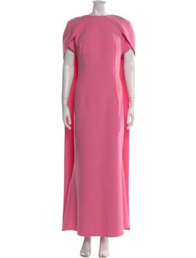 Pre-owned Safiyaa Crew Neck Long Dress In Pink