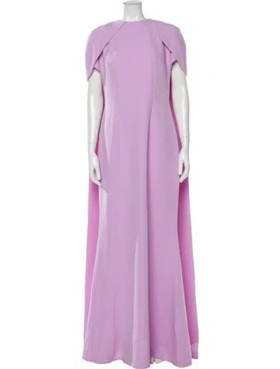 Pre-owned Safiyaa Crew Neck Long Dress In Purple