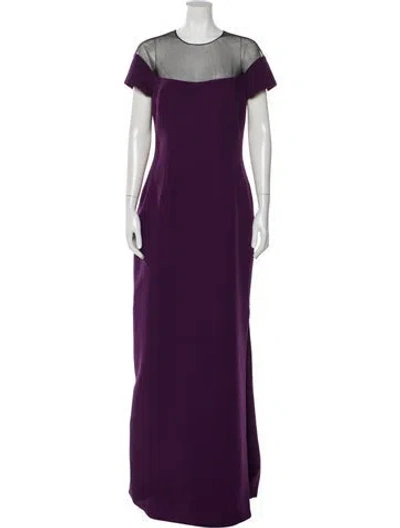 Pre-owned Safiyaa Crew Neck Long Dress In Purple