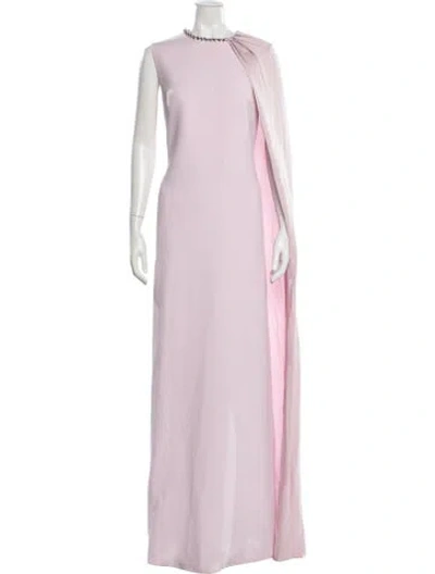 Pre-owned Safiyaa Crew Neck Long Dress In Purple