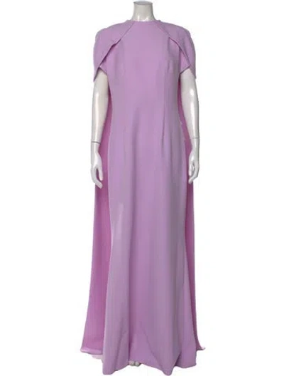 Pre-owned Safiyaa Crew Neck Long Dress In Purple