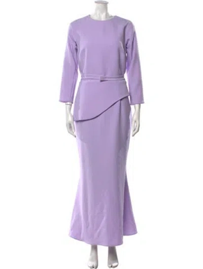 Pre-owned Safiyaa Crew Neck Long Dress In Purple