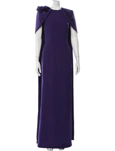 Pre-owned Safiyaa Crew Neck Long Dress In Purple