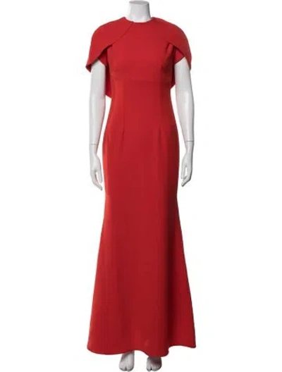 Pre-owned Safiyaa Crew Neck Long Dress In Red