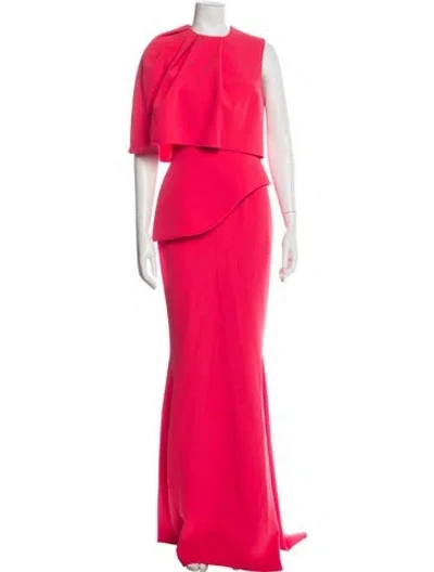 Pre-owned Safiyaa Crew Neck Long Dress W/ Tags In Orange