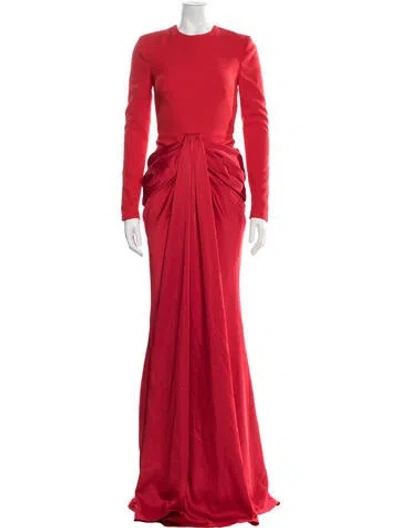 Pre-owned Safiyaa Crew Neck Long Dress W/ Tags In Red