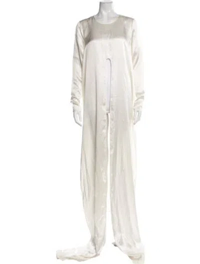 Pre-owned Safiyaa Crew Neck Long Dress In White
