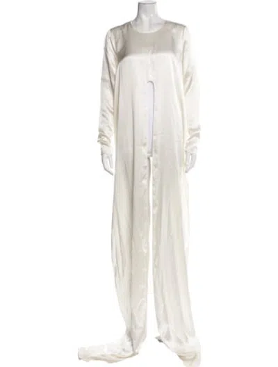 Pre-owned Safiyaa Crew Neck Long Dress In White