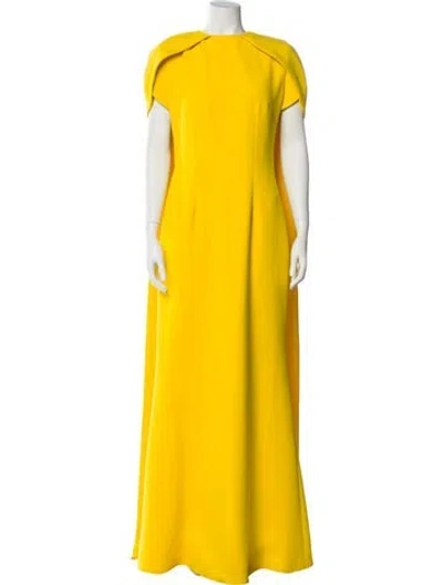 Pre-owned Safiyaa Crew Neck Long Dress In Yellow