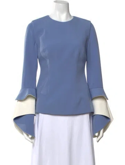 Pre-owned Safiyaa Crew Neck Long Sleeve Top In Blue
