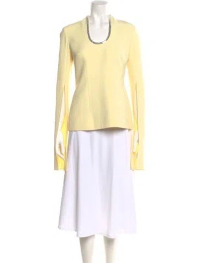 Pre-owned Safiyaa Crew Neck Long Sleeve Top W/ Tags In Yellow
