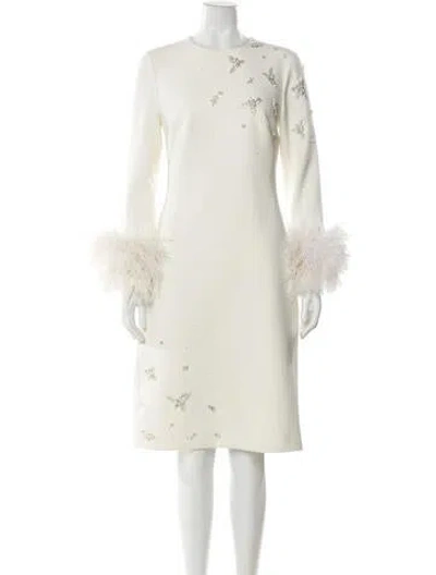 Pre-owned Safiyaa Crew Neck Midi Length Dress In Neutral