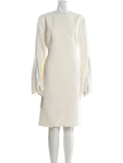Pre-owned Safiyaa Crew Neck Midi Length Dress In Neutral