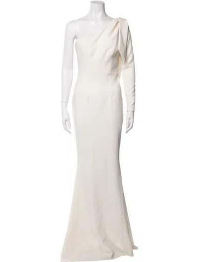 Pre-owned Safiyaa Crew Neck Midi Length Dress In Neutrals