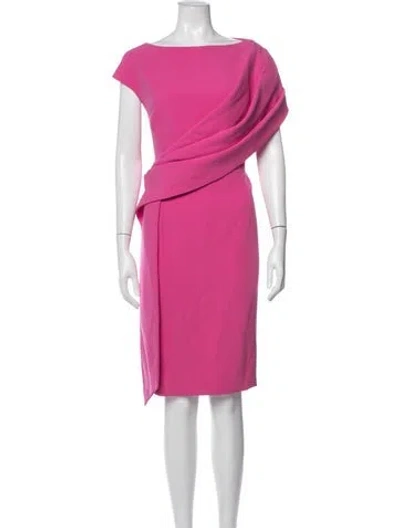 Pre-owned Safiyaa Crew Neck Midi Length Dress In Pink