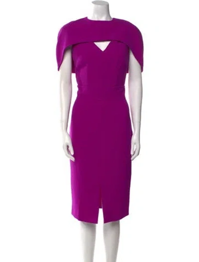 Pre-owned Safiyaa Crew Neck Midi Length Dress In Purple